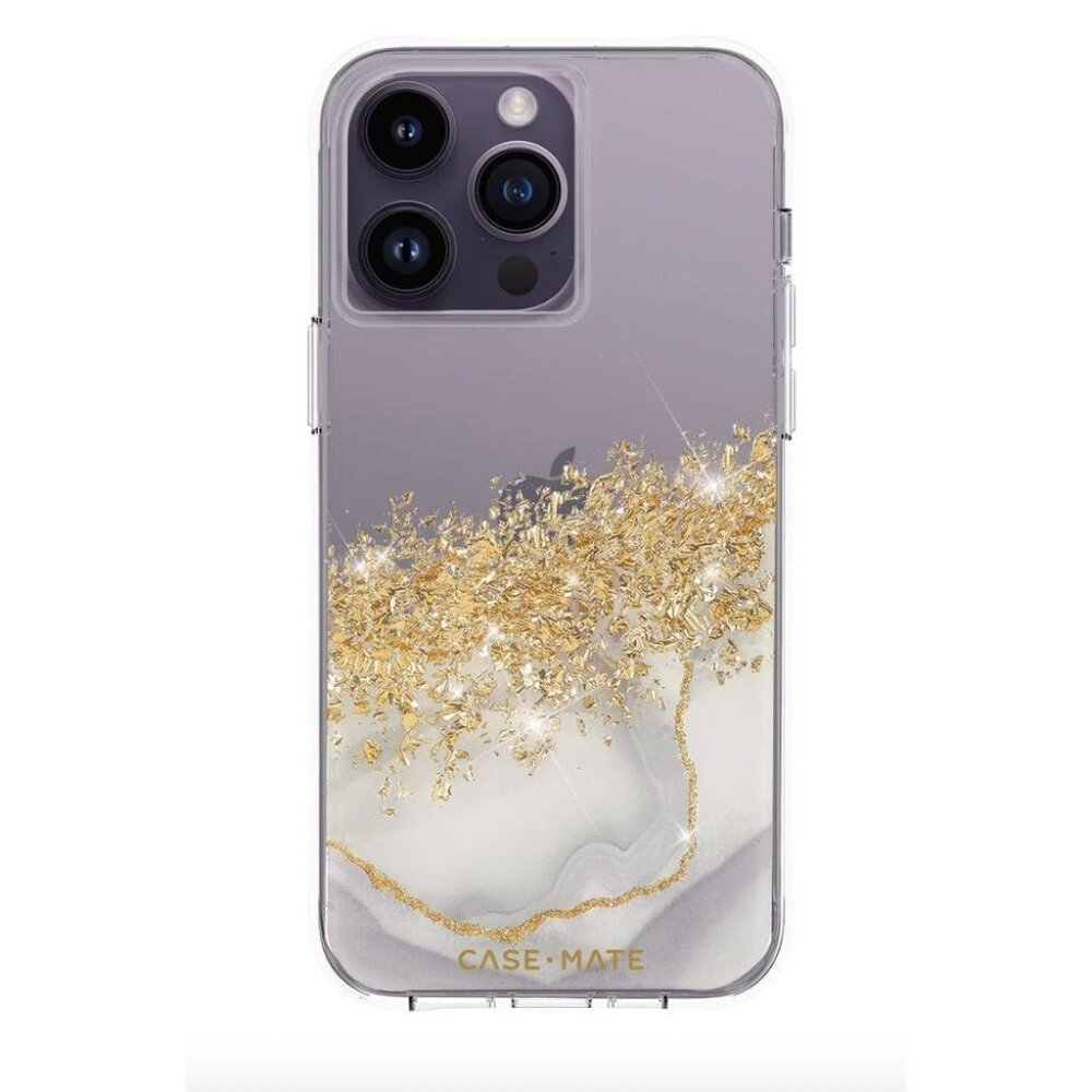 Case-Mate Karat Marble iPhone 14 Pro Max Clear Glitter Case 10-Foot Drop Protect